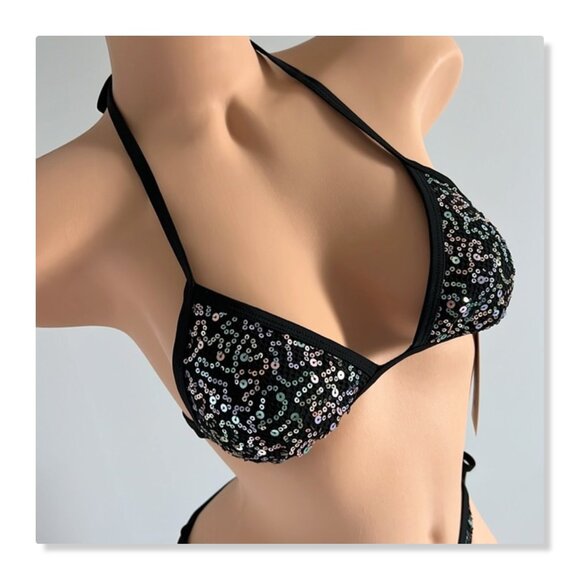 No Boundaries Sequin Mesh String Bikini Sz S NWT - Picture 8 of 14